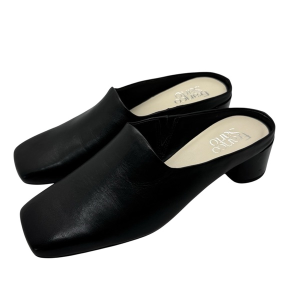 Franco Sarto Nolina Leather Square Toe Heel Mules Women's Black Size US 7 EU 37 - Picture 1 of 11